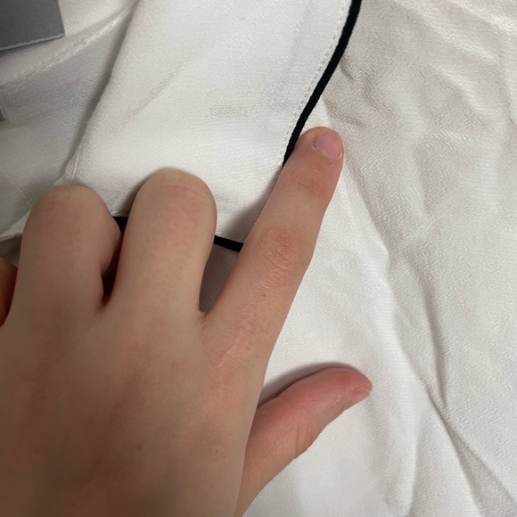 Zac Zac Posen White Button Down Shirt Black Piping - Picture 6 of 9